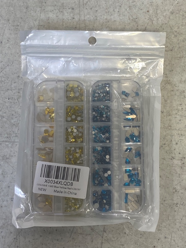 Photo 1 of 1720Pcs yellow & Blue Nail Rhinestones Crystals Glass Gems Stones Red Blue Round Beads Flatback Rhinestones Multi Shapes Sizes Nail Charms for Nail DIY Crafts Clothes Shoes Jewelry… S1