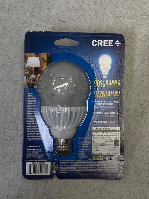 Photo 3 of Cree 30/60/100W Equivalent Soft White (2700K) A21 3-Way LED Light Bulb 1 Pack
