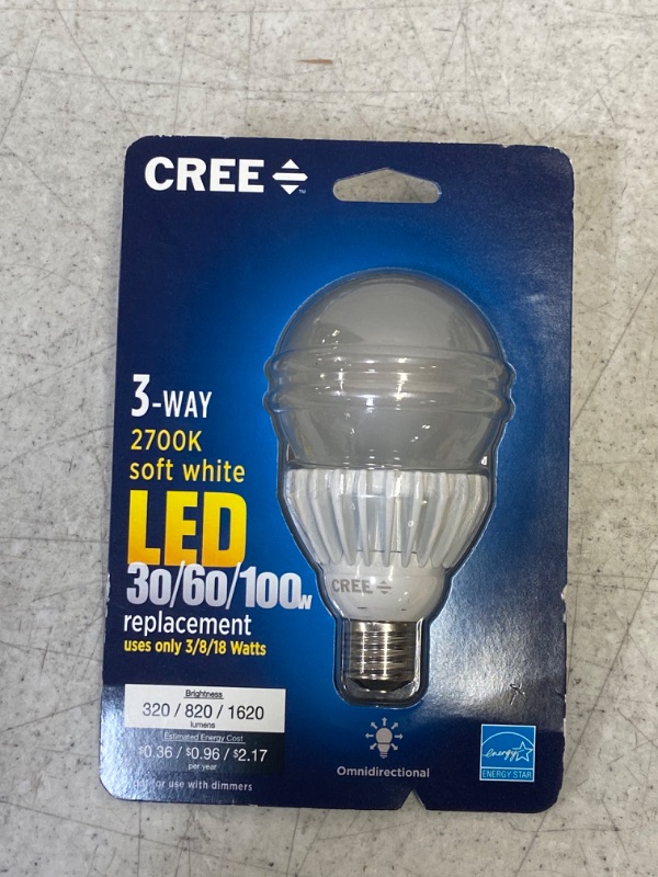 Photo 2 of Cree 30/60/100W Equivalent Soft White (2700K) A21 3-Way LED Light Bulb 1 Pack
