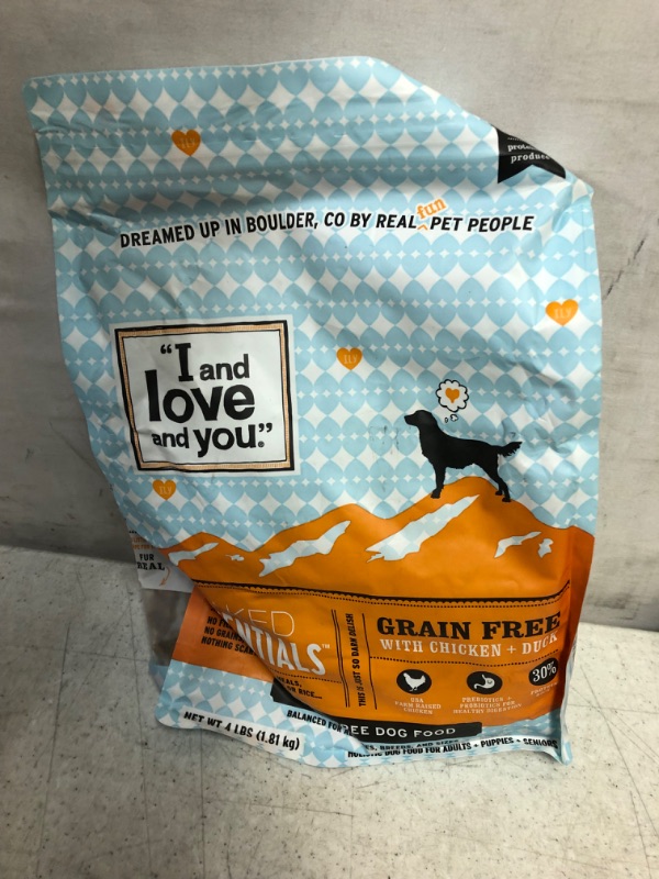 Photo 1 of "I and love and you" Naked Essentials Dry Dog Food - Natural Grain Free Kibble, Chicken + Duck, Trial Size, 4-Pound Bag Chicken + Duck 4 Pound (Pack of 1) bb 04 23