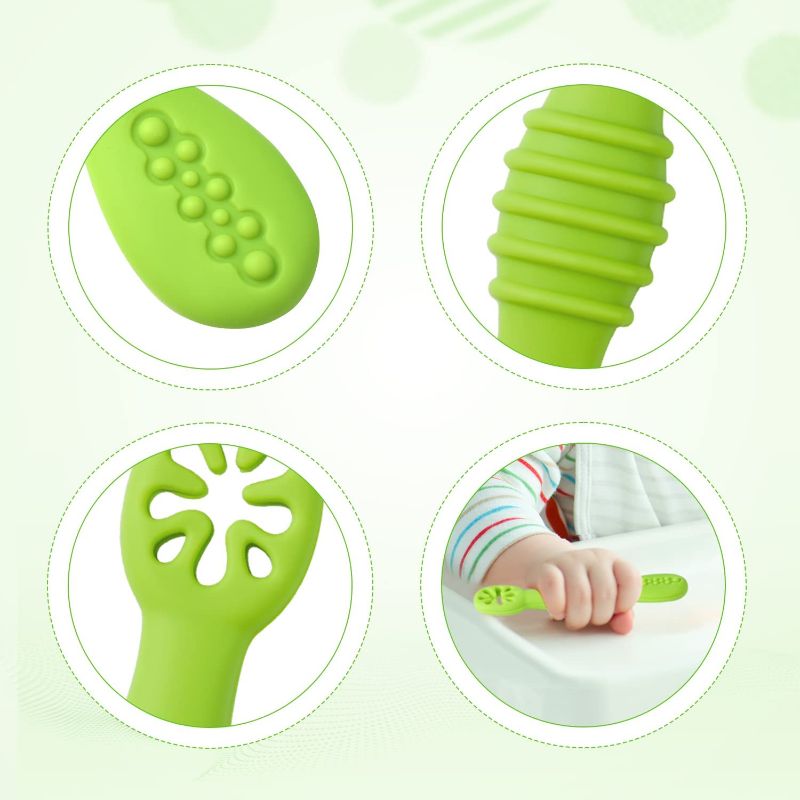 Photo 1 of [2 COUNT] Baby Spoons, 4pcs Silicone Baby Spoons Self Feeding 6+ Months, Soft Baby Led Weaning Spoons Toddler Training Spoon for 6-12 Months Infants 