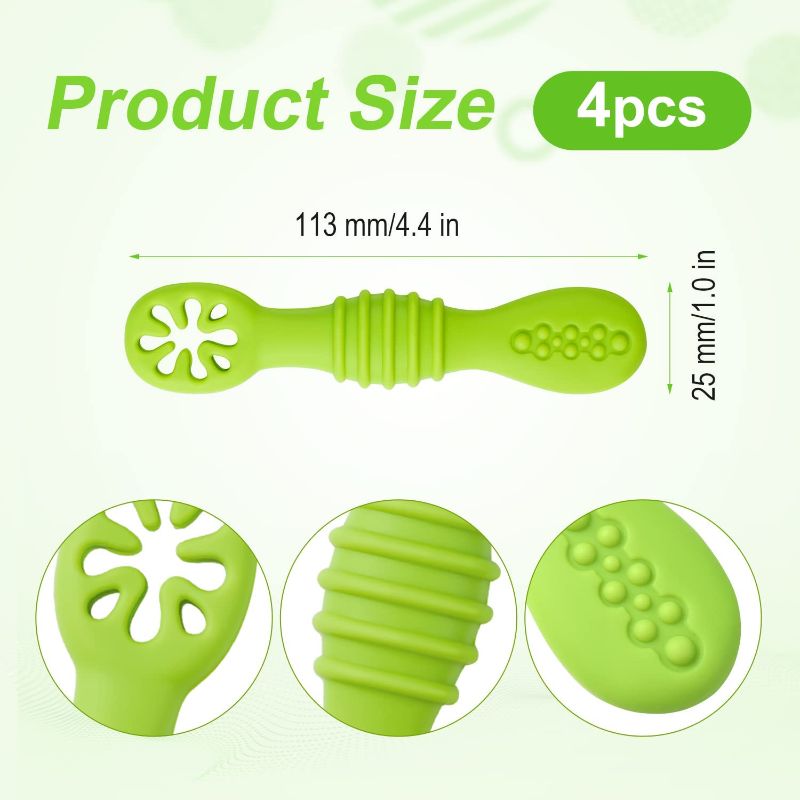 Photo 2 of [2 COUNT] Baby Spoons, 4pcs Silicone Baby Spoons Self Feeding 6+ Months, Soft Baby Led Weaning Spoons Toddler Training Spoon for 6-12 Months Infants 