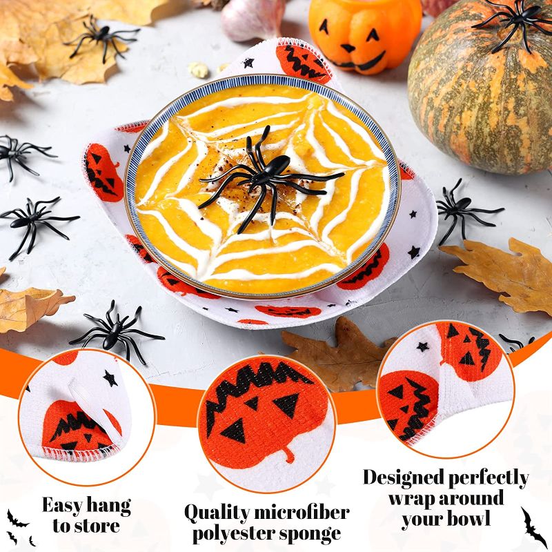 Photo 2 of 10 Pcs Halloween Bowl Holders Bowl Cozy Microwave Bowl Holders Microwave Plate Huggers Microwave Hot Bowl Cozy Microwave Safe Bowl Holders for Halloween Party Kitchen Decoration supplies