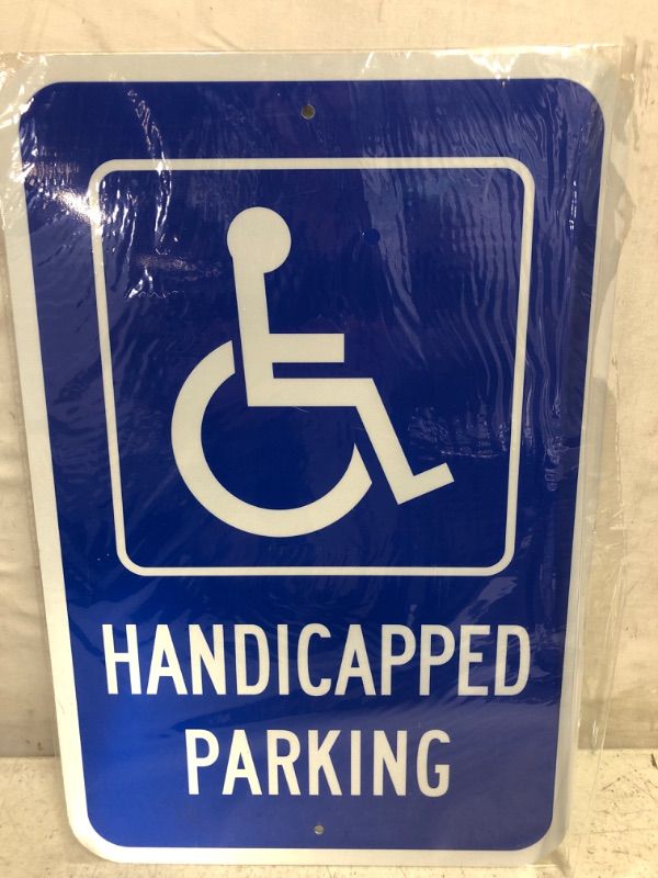 Photo 2 of Handicap Parking Sign, 18"x 12" Large Handicapped Sign, Aluminum Reflective Sign Rust Free Aluminum-UV Protected and Weatherproof