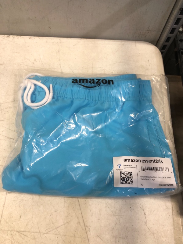 Photo 2 of Amazon Essentials Men's 9" Quick-Dry Swim Trunk X-Large Aqua Blue