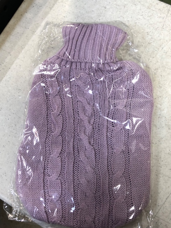 Photo 2 of BAYUTE Classic Rubber Transparent Hot Water Bottle 2L High Density with Knitted Cover (Purple)