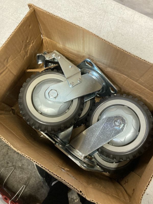 Photo 2 of 6" Heavy Duty Caster Wheels Set of 4 Load 2200lbs Premium Rubber No Noise Casters Wheels Lockable Bearing Plate Caster with Brakes 360 Degree Plate Swivel Castors Wheel for Furniture Workbench Cart 6 inch Rubber Caster Wheels