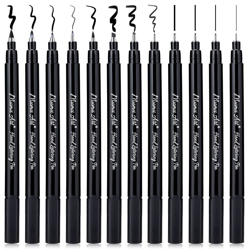 Photo 1 of Calligraphy Brush Pens, Hand Lettering Pens, 12 Size Soft and Hard Tip Marker Pens for Artist Sketch, Technical, Beginners Writing and Drawing(2 pack)