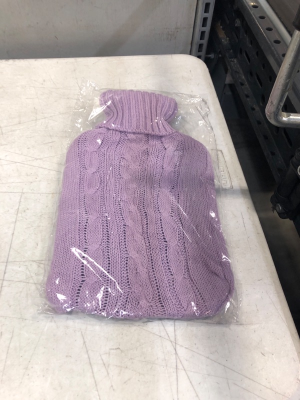 Photo 2 of BAYUTE Classic Rubber Transparent Hot Water Bottle 2L High Density with Knitted Cover (Purple)