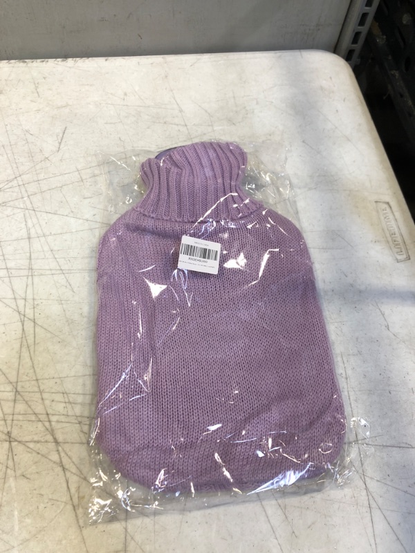 Photo 2 of BAYUTE Classic Rubber Transparent Hot Water Bottle 2L High Density with Knitted Cover (Purple)