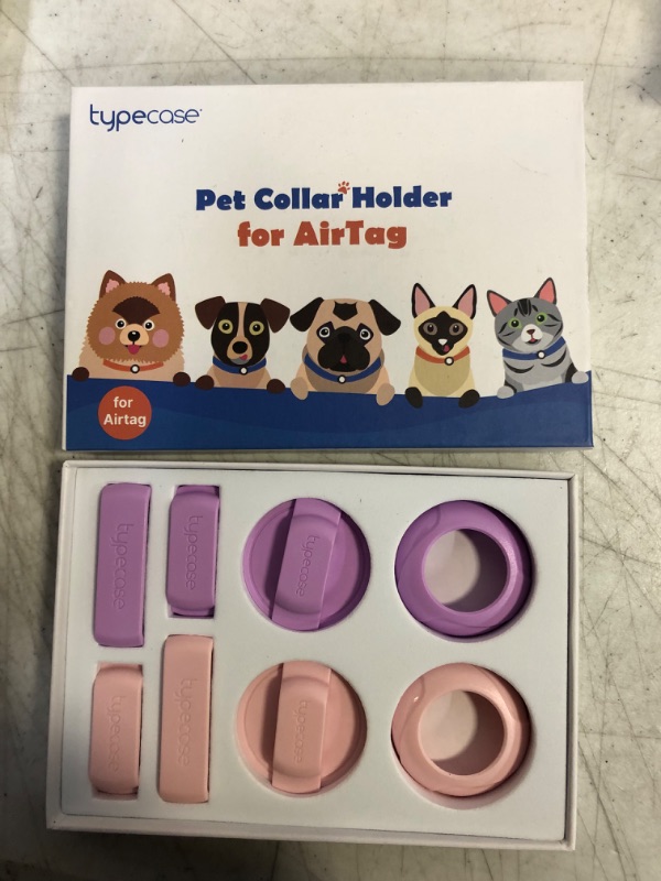 Photo 2 of Air tag Dog Collar Holder(2pack), Ultra-Durable Plastic Pet Collar Case for Apple Air Tags, Anti-Lost Air Tag Case Holder Compatible with Dog Cat Collars Charms & Collar Accessories,Pink/Purple
