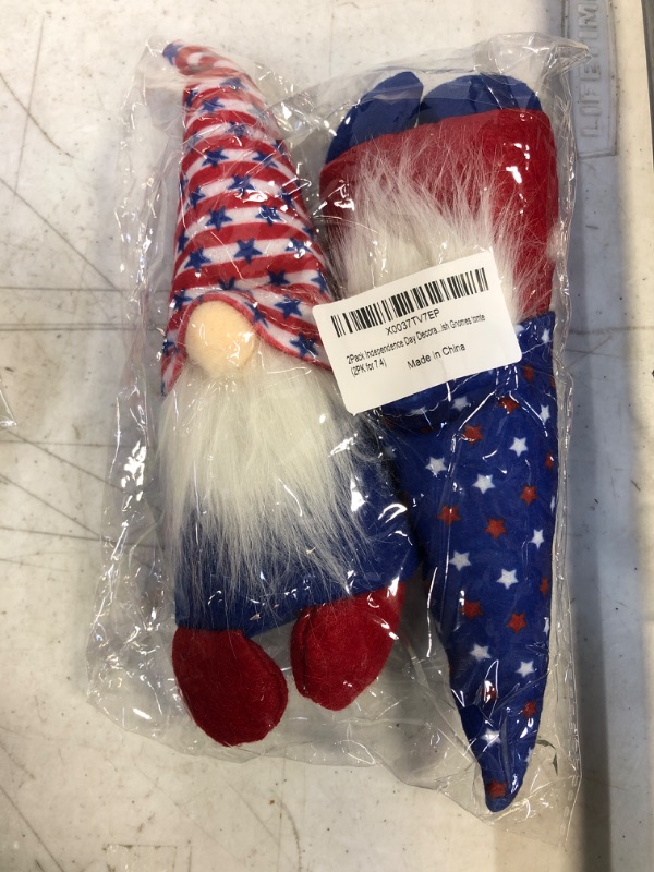 Photo 1 of 2 Pack 4th of July Decorations Patriotic Gnome Plush Swedish Tomte Gnome Doll for Memorial Day , Independence Day Decor Home Tiered Tray Table Figurine Ornaments
