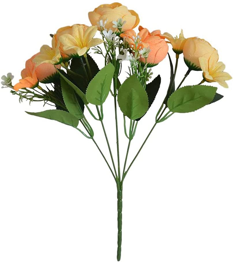 Photo 1 of 2pcs Artificial Flowers Silk Hydrangea Faux Camellia Bouquet Flowers for Wedding Bouquet Centerpieces Flower Arrangements Decorations (Orange)
