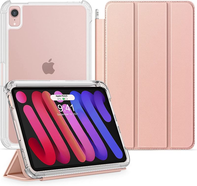 Photo 1 of  Case for iPad Mini 6th Generation 8.3 Inch 2021 with Pencil Holder, Shockproof Protective and Detachable ,Supports Pencil 2 Charging[Auto Sleep/Wake], Rose Gold
