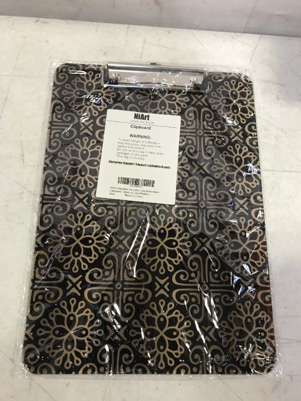 Photo 2 of Plastic Clipboard Standard A4 Letter Size 12.4"x8.9"  (Brown/Black Floral Pattern)
