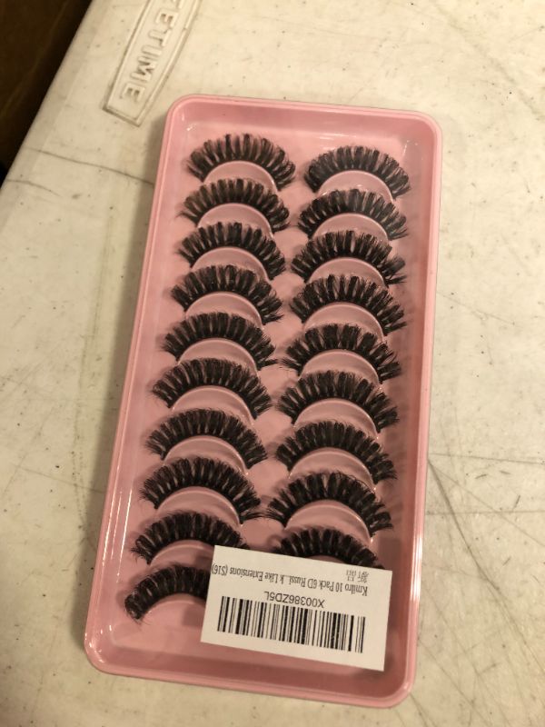 Photo 2 of False Eyelashes Fluffy Russian Strip Lashes 15mm Wispy Mink D Curl Lash Strips Lashes that Look Like Extensions, 10 Pairs Pack (S16)
