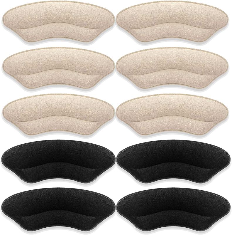 Photo 1 of 10 Pieces Heel Grips Liner, Comfortable Microsuede Heel Cushion Pads   (5 Pairs-Black and Pale Apricot)
