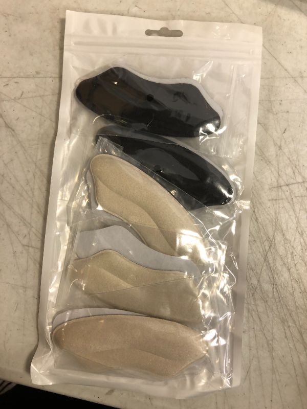 Photo 2 of 10 Pieces Heel Grips Liner, Comfortable Microsuede Heel Cushion Pads   (5 Pairs-Black and Pale Apricot)
