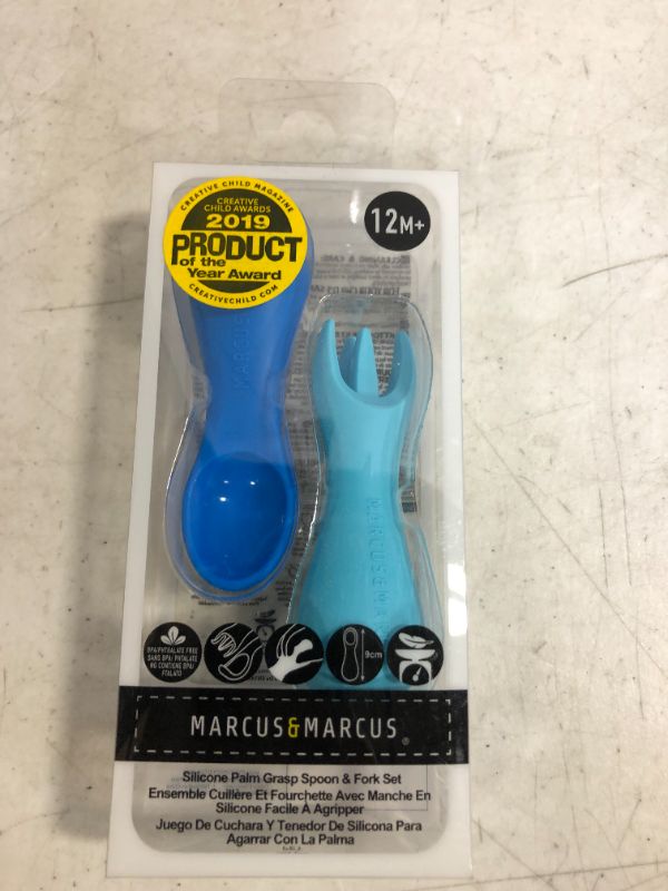 Photo 2 of Baby Spoon and Fork Set, Silicone Toddler Spoon and Fork, Palm Grasp for Baby, BPA & Phthalate Free Training Baby Utensils, 12 Month+
