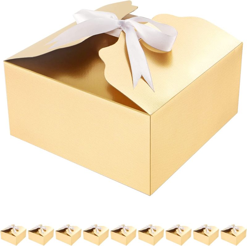 Photo 1 of  Gift Boxes with Ribbons 8x8x4 Inches   (Pack of 10)
