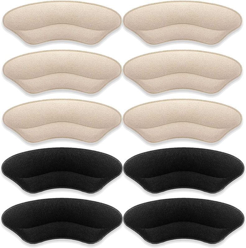 Photo 1 of 10 Pieces Heel Grips Liner, Comfortable Microsuede Heel Cushion Pads Inserts (5 Pairs-Black and Pale Apricot)
