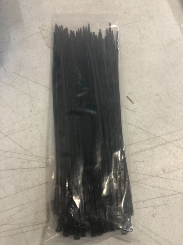 Photo 2 of Black Zip Ties, Cable Ties Heavy Duty with 50 Lbs Tensile Strength, Tie Wraps Long 12 Inth withy 3/16 Inch Nylon Zip Ties Big Plastic Zip Ties Bulk Wire Ties for Indoor & Outdoor, 100 Pack
