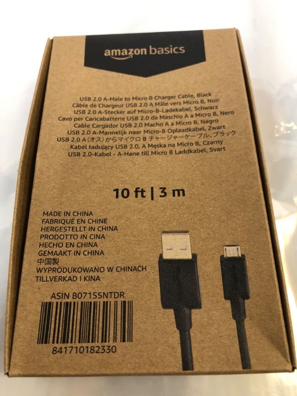 Photo 2 of Amazon Basics USB 2.0 A-Male to Micro B Cable, 10 feet, Black