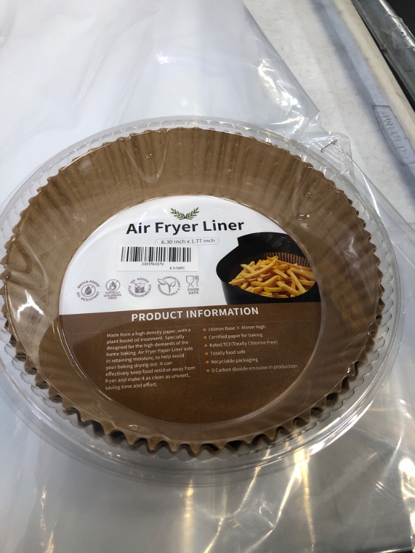 Photo 2 of 6.3Inches Air Fryer Paper Liner for 3-5QT Air Fryer, 50 PCS Non-Stick Air Fryer Parchment Paper Oil Resistant, Waterproof, Food Grade Baking Paper 50PCS-Natural Color 6.3 Inches