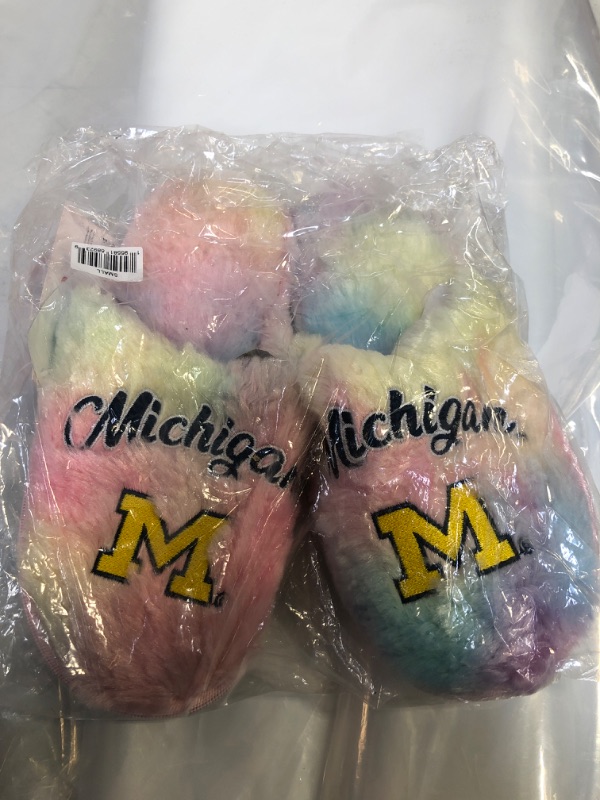 Photo 2 of FOCO Women's NCAA College Team Rainbow Script Wordmark Slippers Michigan Wolverines SIZE 5-6 Team Color