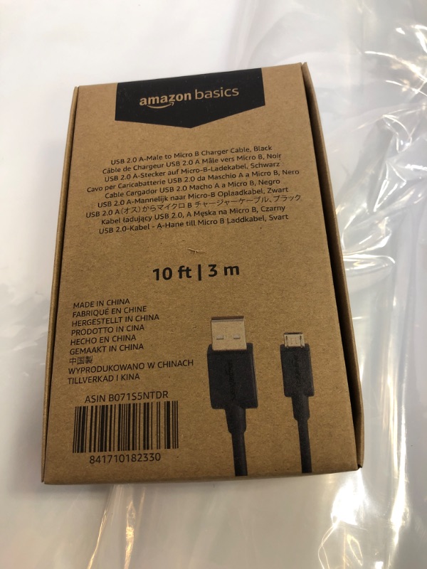 Photo 2 of Amazon Basics USB 2.0 A-Male to Micro B Cable, 10 feet, Black