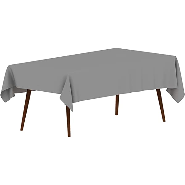 Photo 1 of  4 Pack Rectangle Tablecloth 54 x 108 Inch Plastic & Vinyl Table Covers Waterproof Washable Disposable / Reusable Table Cloth for Dining, Party, Holiday, Wedding and Outdoor-Gray 4pack Rectangle (54" x 108")