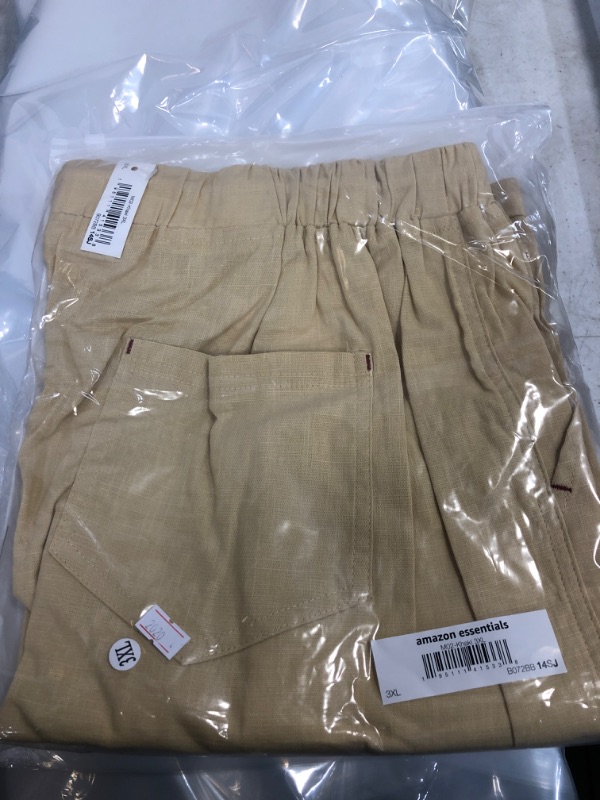 Photo 2 of Amazon Essentials Men's Linen Casual Classic Fit Short SIZE 3X-Large Khaki Brown