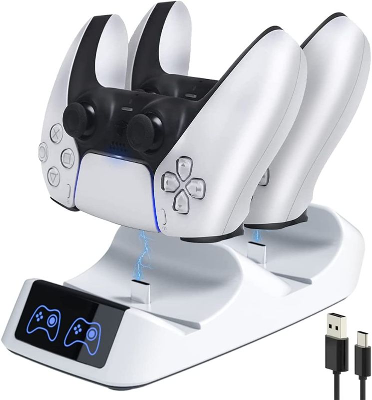 Photo 1 of SADES PS5 Controller Charger,Playstation 5 Charging Station with LED Indicator, Safety Chip Protection, Dual USB Type C Fast Charging, Charging Dock for Dual Sense Controller
