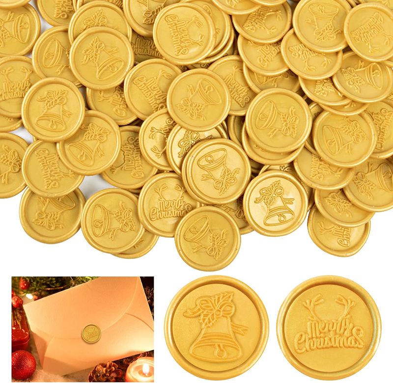 Photo 1 of 100Pcs Christmas Wax Seal Stickers- (Gold)
