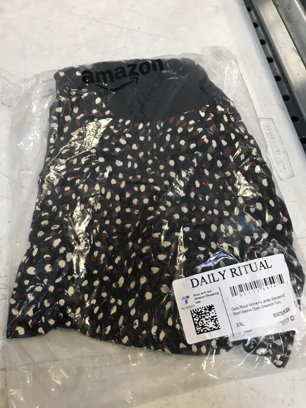 Photo 1 of Daily Ritual Women's Jersey Standard-Fit Short-Sleeve Open Crewneck Tunic Sustainably Sourced Rayon Blend Abstract Print XX-Large