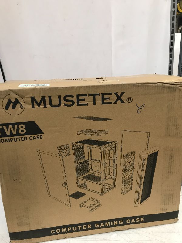 Photo 2 of MUSETEX Mid-Tower ATX PC Case Pre-Installed 6pcs 120mm ARGB Fans, Mesh Computer Gaming Case, Opening Tempered Glass Side Panels, USB 3.0 x 2, Black, TW8-S6-B