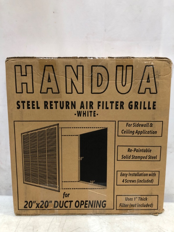 Photo 2 of 20"W x 20"H [Duct Opening Measurements] Steel Return Air Filter Grille [Removable Door] for 1-inch Filters | Vent Cover Grill, White | Outer Dimensions: 22 5/8"W X 22 5/8"H for 20x20 Duct Opening Duct Opening style: 20 Inchx20 Inch