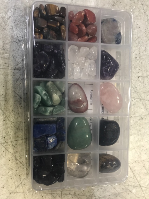 Photo 2 of 8Pcs Tumbled Polished Stones and Assorted Chips Stones Healing Crystal Beginners Set for 7 Chakra Balancing, Wicca, Reiki, Home Decorations