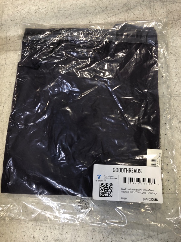 Photo 2 of Goodthreads Men's Slim-Fit Short-Sleeve Cotton Crewneck T-Shirt SIZE Large Purple No Pocket
