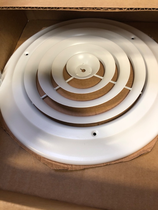 Photo 2 of 10" Round Ceiling Diffuser - Easy Air Flow - HVAC Vent Duct Cover [White] - [Outer Dimensions: 13.75"]