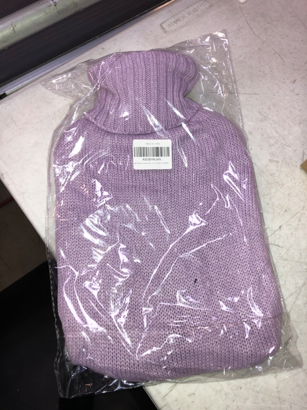 Photo 2 of BAYUTE Classic Rubber Transparent Hot Water Bottle 2L High Density with Knitted Cover (Purple)