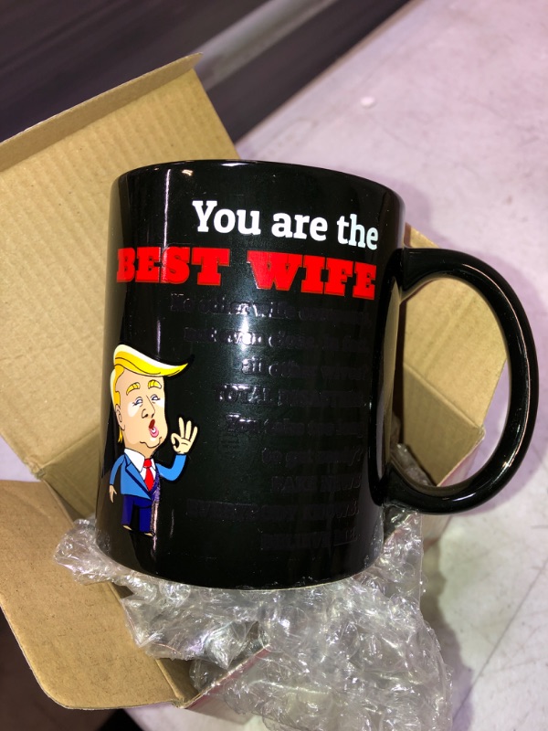 Photo 2 of 12oz Color-Changing Funny Coffee Mug - Top Trump Merchandise - Best Birthday Gifts for Women Who Have Everything, Unique Wedding Gift Ideas for Wife, Cool Bride & Anniversary Presents for Her Wife (12oz) Ceramic