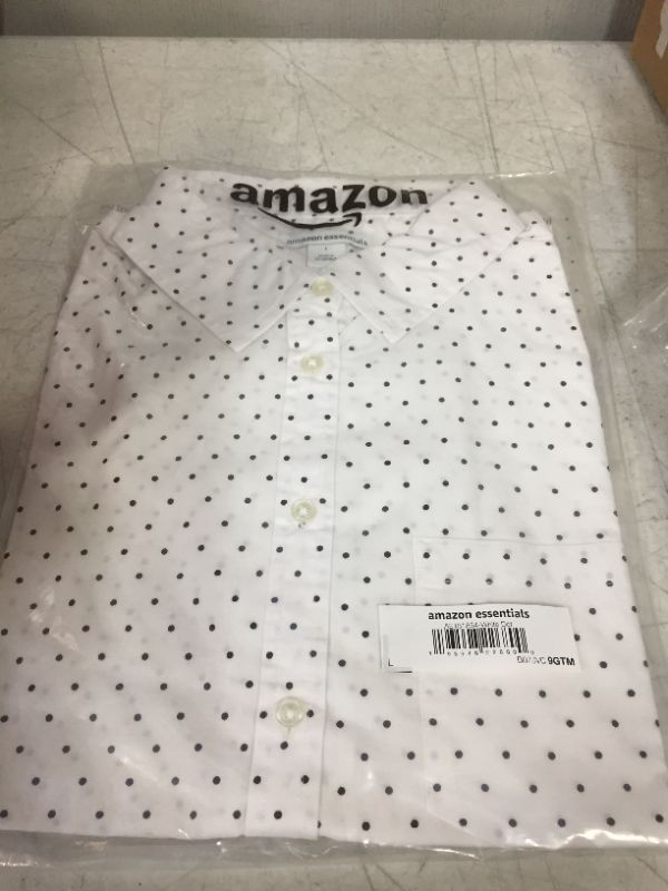 Photo 2 of Amazon Essentials Women's Classic-Fit Long-Sleeve Button-Down Poplin Shirt Large White, Dots