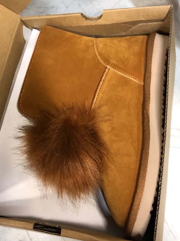 Photo 2 of Coutgo Womens Classics Winter Snow Boots Faux Fur Lined Pom-Pom Slip on Warm Ankle Boots size 5 
