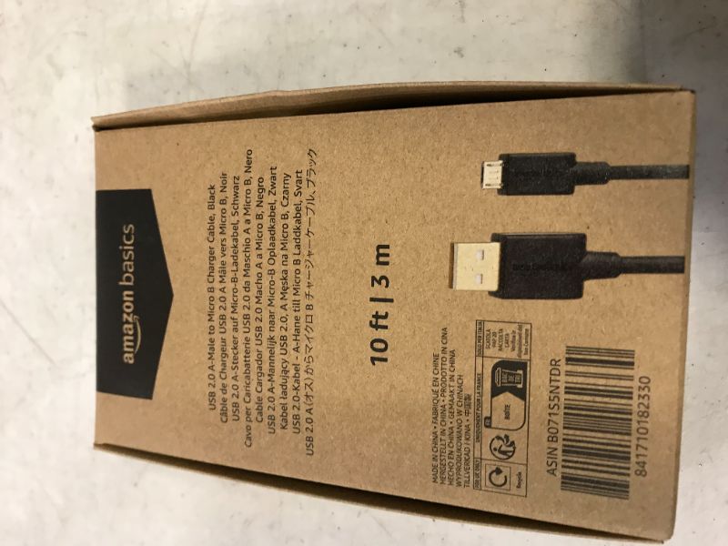 Photo 2 of Amazon Basics USB 2.0 A-Male to Micro B Cable, 10 feet, Black