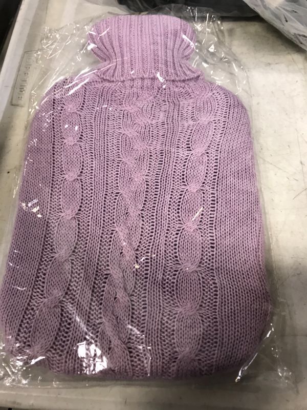 Photo 2 of BAYUTE Classic Rubber Transparent Hot Water Bottle 2L High Density with Knitted Cover (Purple)