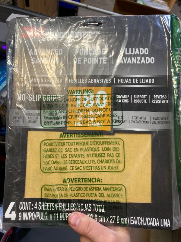 Photo 2 of 3M 20180-G-4 Sandblaster Advanced Sanding Sheets with No-Slip Grip, 180 Grit, 9 in. x 11 in, 4, 10-Packs Total Sandpaper, Gold, Count 9 in. x 11 in. 180 Grit