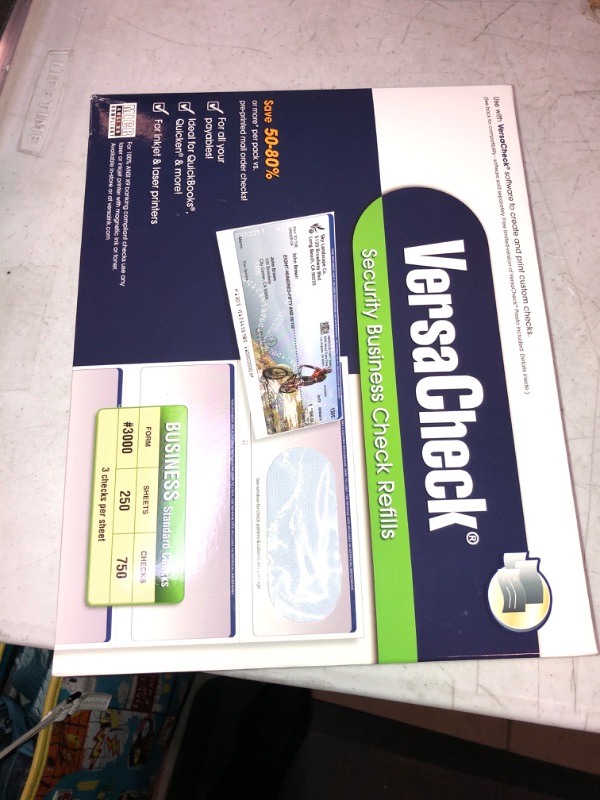 Photo 2 of VersaCheck Secure Checks - 750 Blank Business Checks - Blue Prestige - 250 Sheets Form #3000 - 3 Per Sheet