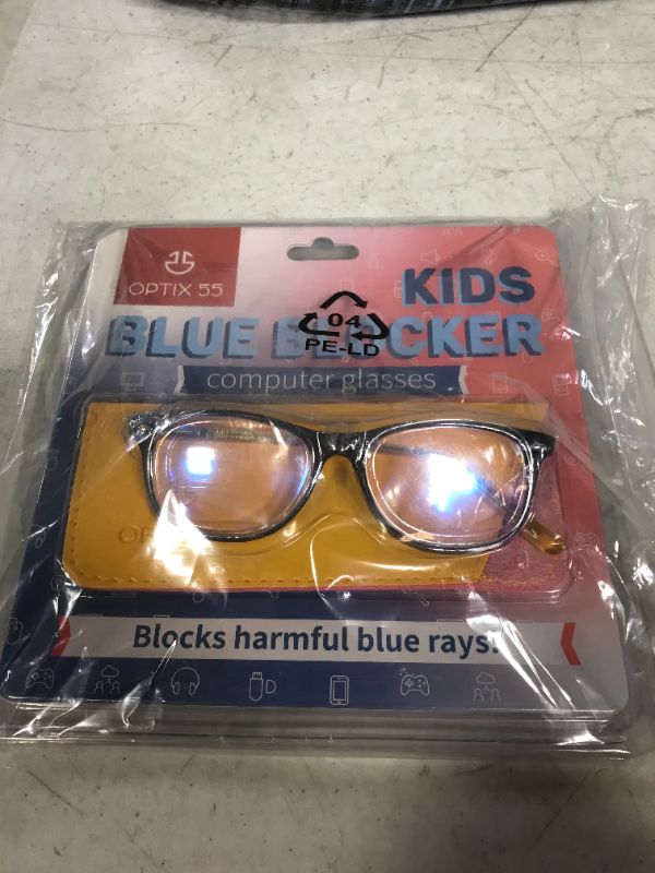 Photo 2 of Blue Light Blocking Glasses Girls & Boys | Anti Eyestrain Blue Light Glasses Kids Computer Gaming Glasses (Ages 3-10) | Flexible Blue Square Frames with Yellow Temples Video Phone Screen Eyeglasses