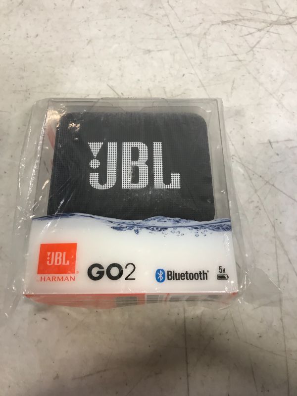 Photo 2 of JBL GO2 - Waterproof Ultra-Portable Bluetooth Speaker - Black & Go 3: Portable Speaker with Bluetooth, Builtin Battery, Waterproof and Dustproof Feature Blue JBLGO3BLUAM Black Speaker + Portable Speaker